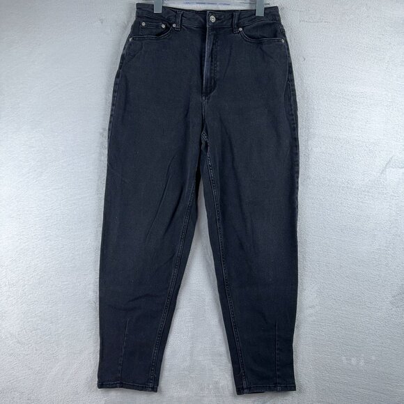 Divided By H&M Mom Jeans High Rise Womens Size 8 Black Five Design Pockets - Picture 1 of 12